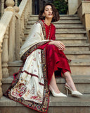 3 Piece - Unstitched Fully Embroidered Dhanak Fabric MQ-560