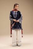 3 Piece - Embroidered Dhanak Fabric with Printed Wool Shawl RR-610
