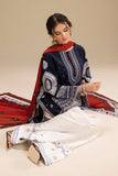 3 Piece - Embroidered Dhanak Fabric with Printed Wool Shawl RR-610