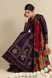 Dhanak Fabric - 3 Piece Unstitched Embroidered Dress With Printed Shawl ZH 3065