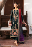 Dhanak Fabric - 3 Piece Unstitched Embroidered Dress With Printed Shawl JZ-3050