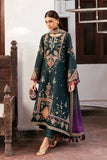 Dhanak Fabric - 3 Piece Unstitched Embroidered Dress With Printed Shawl JZ-3050
