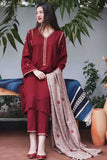 3 Piece - Unstitched Embroided Dhanak Suit With Shawl BR-1110