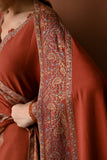 Dhanak Fabric - 3 Piece Unstitched Embroiered Suit With Dhanak Embroidered Shawl
