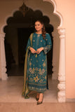 Dhanak Fabric - 3 Piece Unstitched Fully Embroidered Dress AS-3200