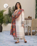 3 Piece - Unstitched Fully Embroidered Lawn Fabric QL-2690