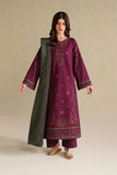IZ-2705 3 Piece Unstitched Embroidered Dhanak Fabric With Four-sided Embroidered Shawl