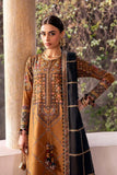 Dhanak Fabric - 3 Piece Unstitched Embroidered Dress With Printed Shawl