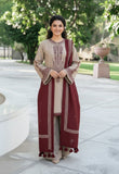 3 Piece - Unstitched Fully Embroidered Dhanak Fabric KD-910