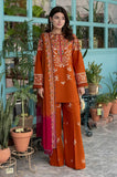 Dhanak Fabric - 3 Piece Unstitched Fully Embroidered  Dress With Embroidered Shawl