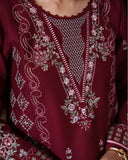 CR 2970 -3 Piece Unstitched Heavy Embroidered Dhanak Fabric With Dhanak Embroidered Shawl )