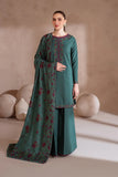 IZ 2925 - 3 Piece Unstitched Embroidered Dhanak Suit With Dhanak Embroidered Shawl