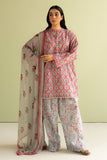 3 Piece - Unstitched Digital Printed Lawn Fabric C0-494