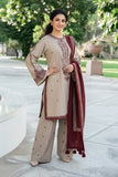 3 Piece - Unstitched Fully Embroidered Dhanak Fabric KD-910