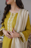 3 Piece - Unstitched Embroidered Dhanak Fabric
