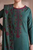 IZ 2925 - 3 Piece Unstitched Embroidered Dhanak Suit With Dhanak Embroidered Shawl