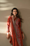 CO-3000 - 3 Piece Unstitched Embroidered Dhanak Suit With Four-sided Embroidered Dhanak Shawl