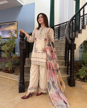 3 Piece - Unstitched Digital Printed Lawn Fabric BQ-423