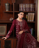 CR 2970 -3 Piece Unstitched Heavy Embroidered Dhanak Fabric With Dhanak Embroidered Shawl )