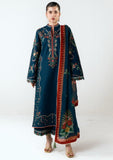 Dhanak Fabric - 3 Piece Unstitched Embroidered Dress With Digital Printed Shawl HR 3025