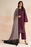 3 Piece - Unstitched Embroidered Dhanak Fabric