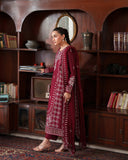 CR 2970 -3 Piece Unstitched Heavy Embroidered Dhanak Fabric With Dhanak Embroidered Shawl )