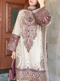 LM 2965 - 3 Piece Unstitched Embroidered Dhanak Fabric with Dhanak Embroidered Shawl