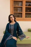 LM 585 - 3 Piece Unstitched Embroidered Dhanak Fabric With Chiffon Dupatta