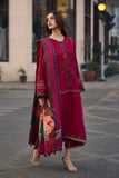 Dhanak Fabric -3 Piece Unstitched Embroidered Dress With Digital Printed Shawl