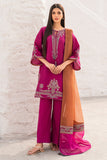 3 Piece - Unstitched Embroidered Lawn Fabric With Embroidered Chiffon Dupatta