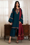 JZ 3030 - 3 Piece Unstitched Embroidered Dhanak Fabric With Embroidered Dhanak Shawl