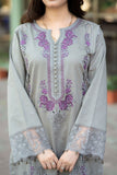 MS-170 - 3 Piece Unstitched Embroidered Dhanak Fabric With Embroidered Chiffon Dupatta