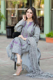 MS-170 - 3 Piece Unstitched Embroidered Dhanak Fabric With Embroidered Chiffon Dupatta