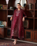 CR 2970 -3 Piece Unstitched Heavy Embroidered Dhanak Fabric With Dhanak Embroidered Shawl )