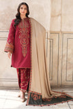 Dhanak Fabric - 3 Piece Unstitched Fully Embroidered  Dress With Embroidered Shawl JZ 3100