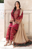 Dhanak Fabric - 3 Piece Unstitched Fully Embroidered  Dress With Embroidered Shawl JZ 3100