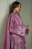 CS-900 - 3 Piece Unstitched Embroidered Dhanak Fabric With Embroidered Dhanak Shawl