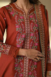 CO-3000 - 3 Piece Unstitched Embroidered Dhanak Suit With Four-sided Embroidered Dhanak Shawl