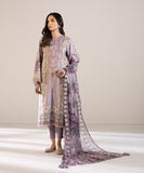 3 Pc Embroided Lawn Suit With Chiffon Dupatta