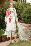 3 Pc Unstitched Embroided Lawn suit (Digital Printed Silk Dupatta)